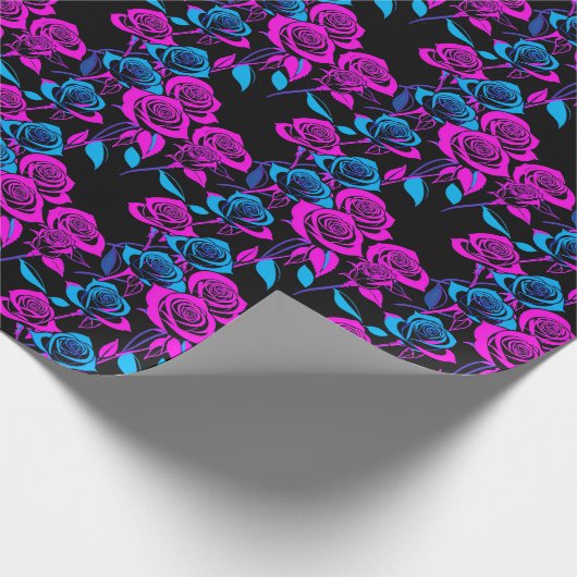 Neon Colored Roses Cadeaupapier (Hoek)