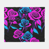 Neon Colored Roses Fleece Deken (Voorkant (Horizontaal))