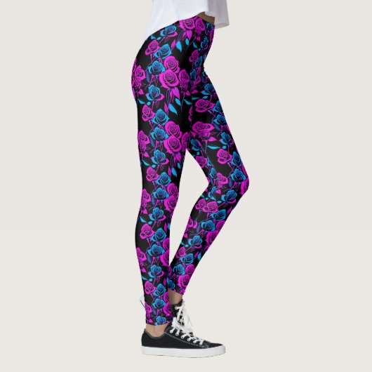 Neon Colored Roses Leggings (Rechts)