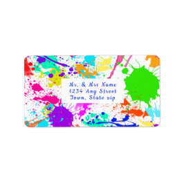 Neon Colorful Paint Splatter Etiket