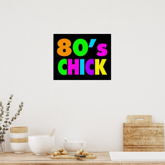 Neon Colors 80's Chick Poster (Keuken)