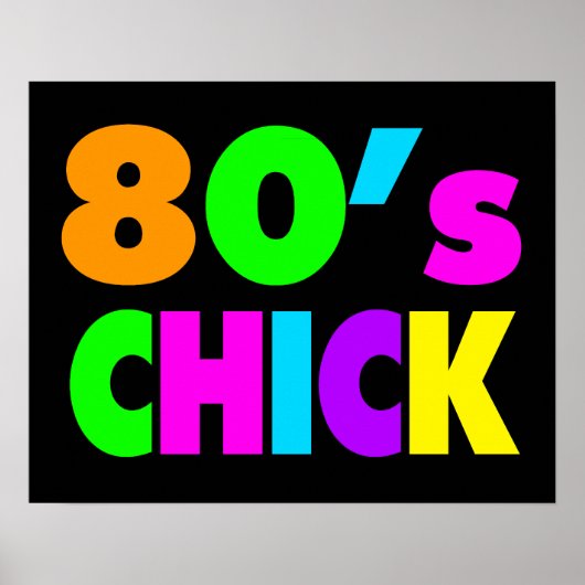 Neon Colors 80's Chick Poster (Voorkant)