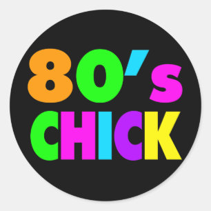 Neon Colors 80's Chick Ronde Sticker