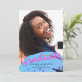 Neon Colors Brush Strokes Photo Graduparty Kaart (Staand voorkant)
