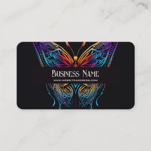 Neon Colors  Butterfly Black Visitekaartje (Voorkant)