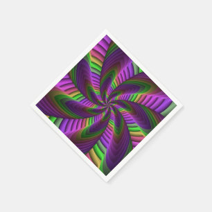 Neon Colors Flash Crazy Colorful Fractal Patroon Servetten