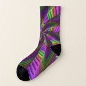 Neon Colors Flash Crazy Colorful Fractal Patroon Sokken (Links - buitenkant)
