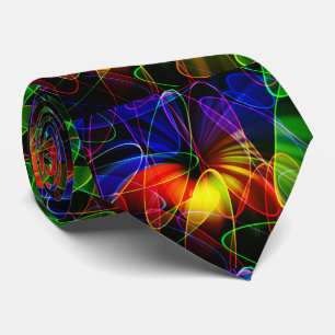 Neon Colors Light Swirls Design Mannen Necktie Stropdas