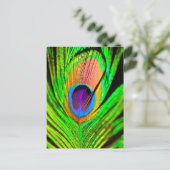 Neon Colors Peacock Feather Briefkaart (Staand voorkant)