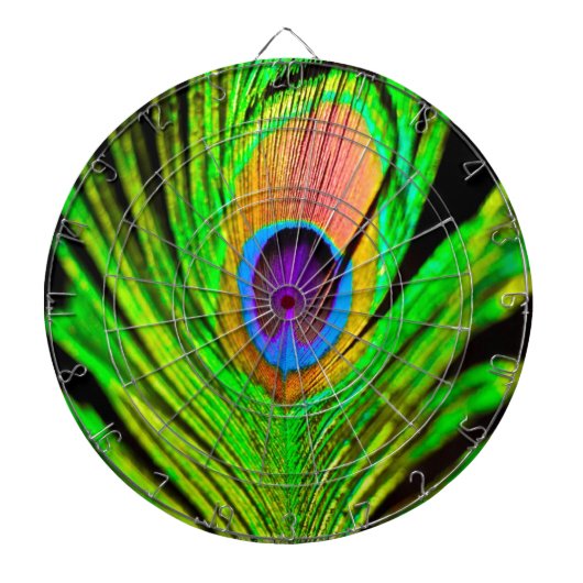 Neon Colors Peacock Feather Dartbord (Voorkant)