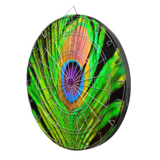 Neon Colors Peacock Feather Dartbord (Voorkant Rechts)