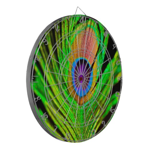 Neon Colors Peacock Feather Dartbord (Voorkant Links)