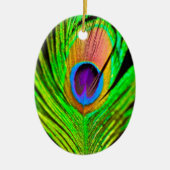 Neon Colors Peacock Feather Keramisch Ornament (Voorkant)