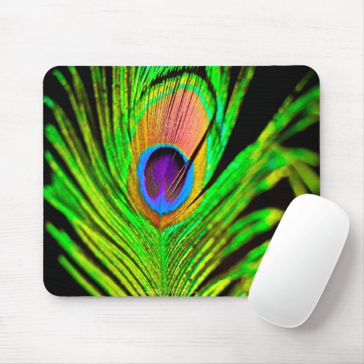 Neon Colors Peacock Feather Muismat (Met muis)