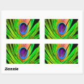 Neon Colors Peacock Feather Rechthoekige Sticker (Vel)