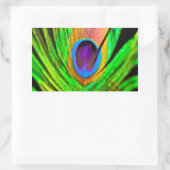 Neon Colors Peacock Feather Rechthoekige Sticker (Tas)