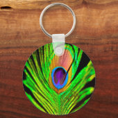 Neon Colors Peacock Feather Sleutelhanger (Voorkant)
