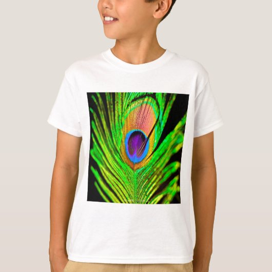 Neon Colors Peacock Feather T-shirt (Voorkant)