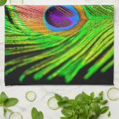 Neon Colors Peacock Feather Theedoek (Gevouwen)