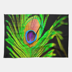 Neon Colors Peacock Feather Theedoek