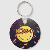 Neon Confetti Blacklight Aangepast Zakelijk Logo Sleutelhanger (Achterkant)