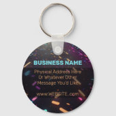Neon Confetti Blacklight Custom Business Logo Sleutelhanger (Voorkant)