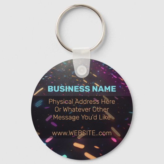 Neon Confetti Blacklight Custom Business Logo Sleutelhanger (Voorkant)