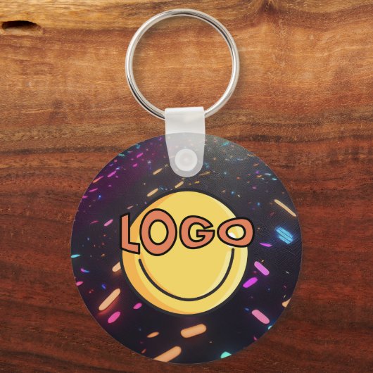 Neon Confetti Blacklight Custom Business Logo Sleutelhanger (Achterkant)