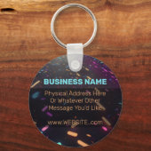 Neon Confetti Blacklight Custom Business Logo Sleutelhanger (Voorkant)