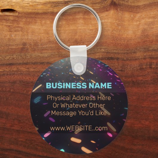 Neon Confetti Blacklight Custom Business Logo Sleutelhanger (Voorkant)