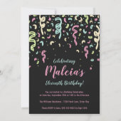 Neon Confetti Surprise Birthday Party Invitation Kaart (Achterkant)
