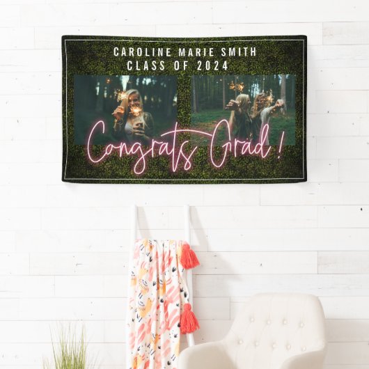 Neon Congrats Afstuderen 2 fotografie Spandoek (Insitu)