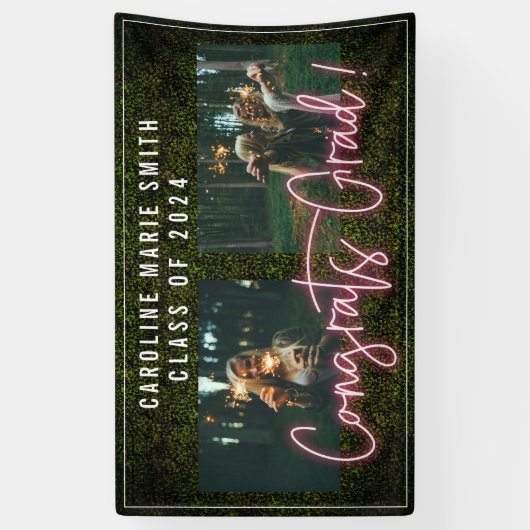 Neon Congrats Afstuderen 2 fotografie Spandoek (Verticaal)