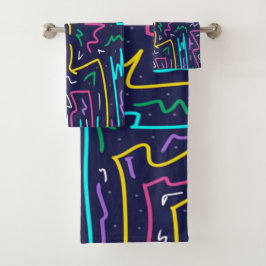 Neon Contrast Space Art Bad Handdoek