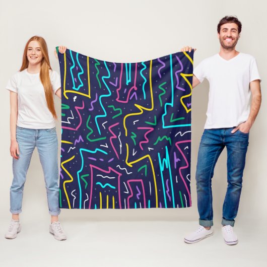 Neon Contrast Space Art Fleece Deken (In situ)