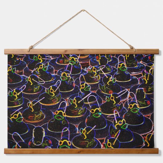 Neon Cool Rubber Ducks met Abstracte schaduwen Hangend Wandkleed (Voorkant)