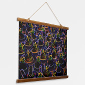 Neon Cool Rubber Ducks met Abstracte schaduwen Hangend Wandkleed (Gebogen)