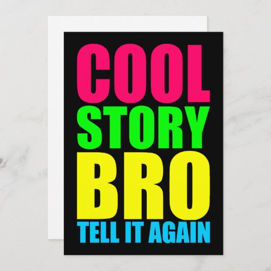 Neon Cool Story Bro Kaart (Voorkant / Achterkant)