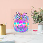 Neon Coquette Halloween Pumpkin Acryl Bord (Huwelijk)