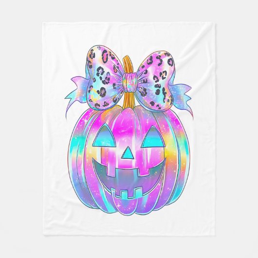 Neon Coquette Halloween Pumpkin Fleece Deken (Voorkant)