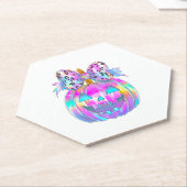 Neon Coquette Halloween Pumpkin Kartonnen Onderzetters (Schuin)