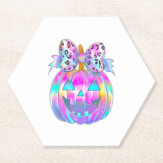 Neon Coquette Halloween Pumpkin Kartonnen Onderzetters (Voorkant)