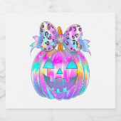 Neon Coquette Halloween Pumpkin Sparkling Wijnetiket (Enkel label)