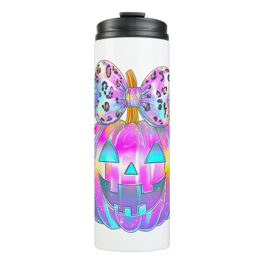 Neon Coquette Halloween Pumpkin Thermosbeker (Voorkant)