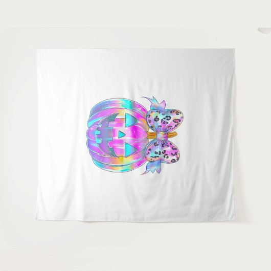 Neon Coquette Halloween Pumpkin Wandkleed (Voorkant (horizontaal))