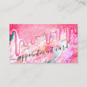 Neon Coral Pearl Opal Glitter Drips Afspraak Visitekaartje