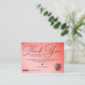 Neon Coral Pink Glitter Script Klant Dank u Visitekaartje (Staand voorkant)