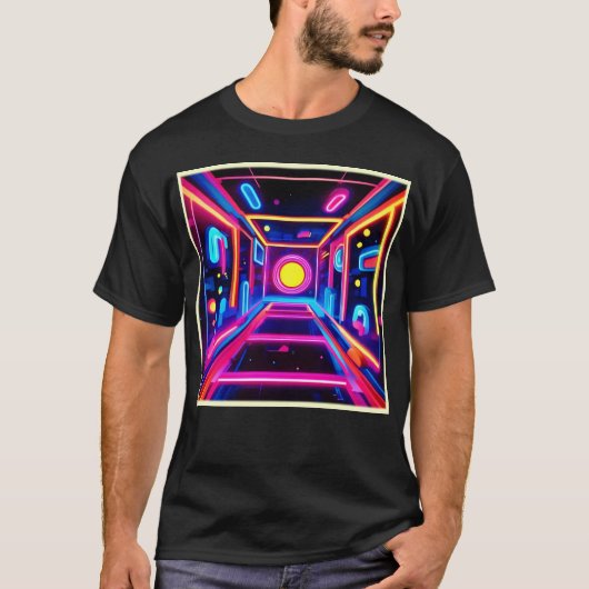Neon Corridor: een digitale odyssee T-shirt (Voorkant)