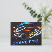 Neon Corvette Briefkaart (Staand voorkant)