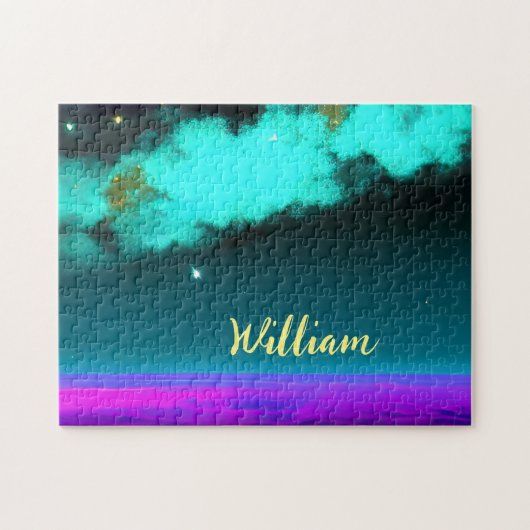 Neon Cosmic Cloudscape met Twinkling Stars Legpuzzel (Horizontaal)